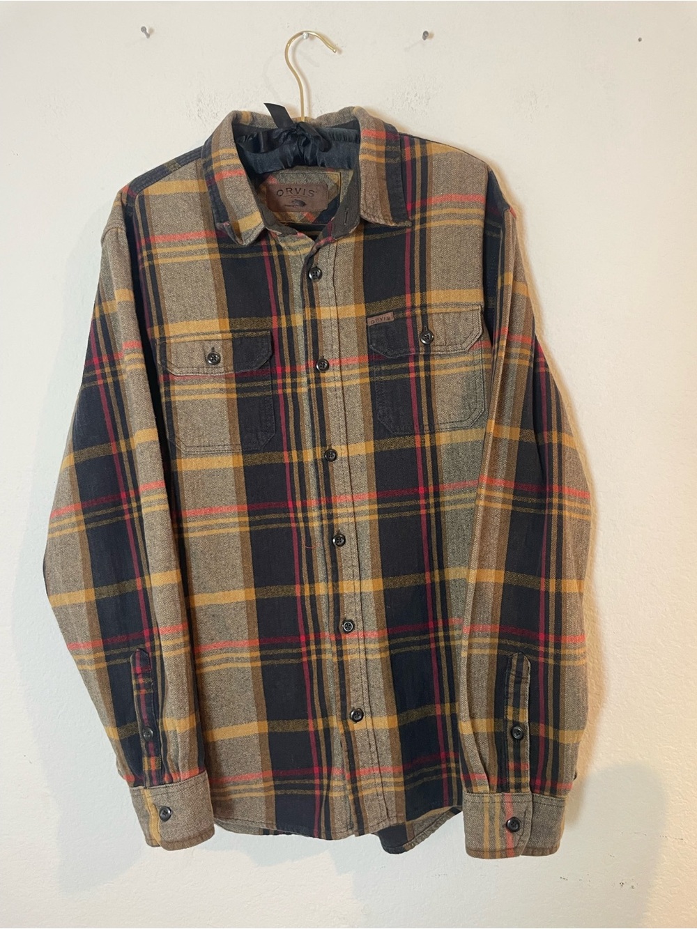 Orvis Men’s Large Plaid Heavyweight Flannel Shirt Jacket 100% Cotton